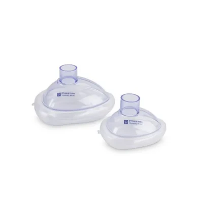 PRESTAN moldable CPR training face mask shown on CPR manikin face during training
